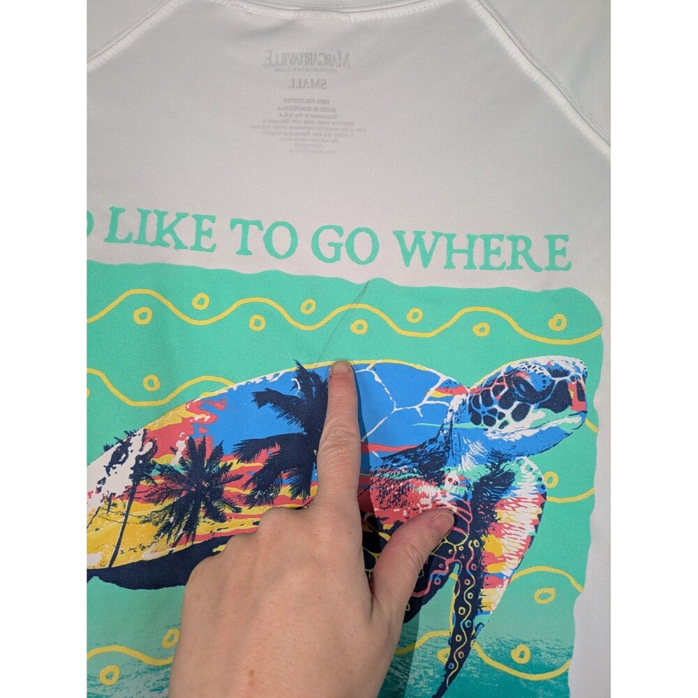 Margaritaville Sun Shirt S Men's White Quick Dry UPF 50+ Long Sleeve Turtle - Picture 6 of 8